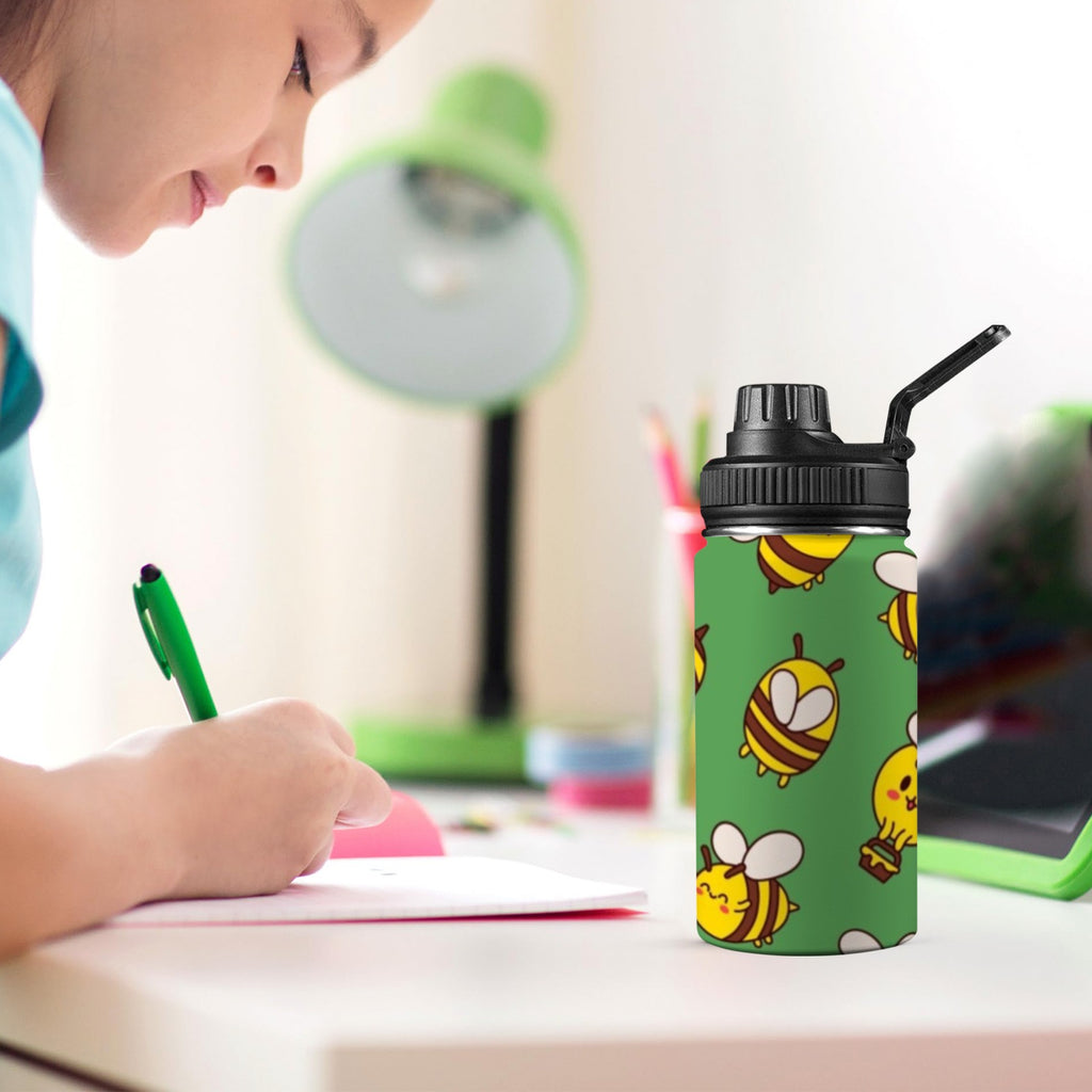 Busy Bees Kids Water Bottle with Chug Lid (12 oz) Kids Water Bottle with Chug Lid animal Printed Offshore