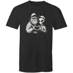 Alien Bigfoot Heart Hands - Mens T-Shirt Black Mens T-shirt Love Printed In Australia Sci Fi