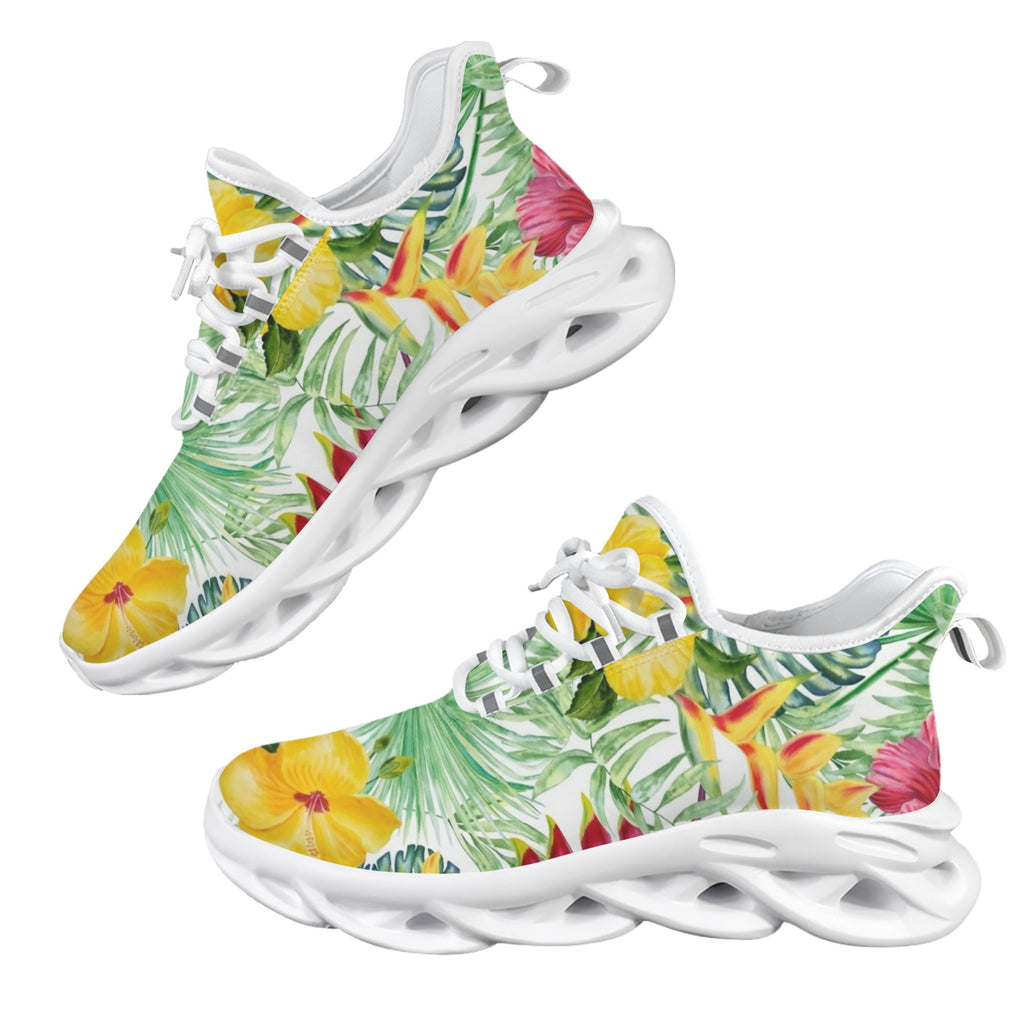 Tropical Flowers On White Women's Twisted Sole Sneakers