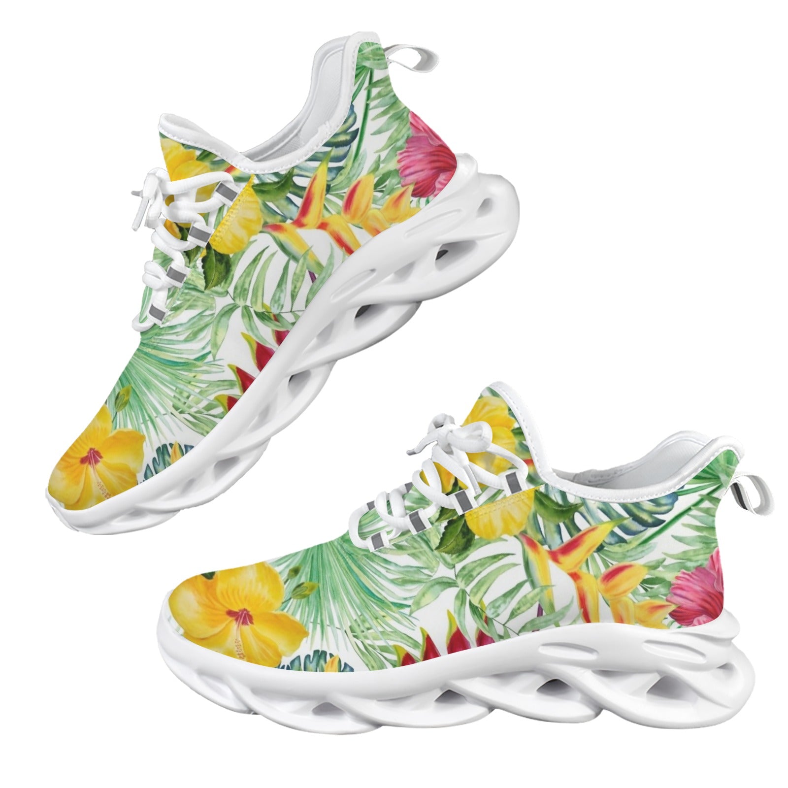 Tropical Flowers On White Women's Twisted Sole Sneakers