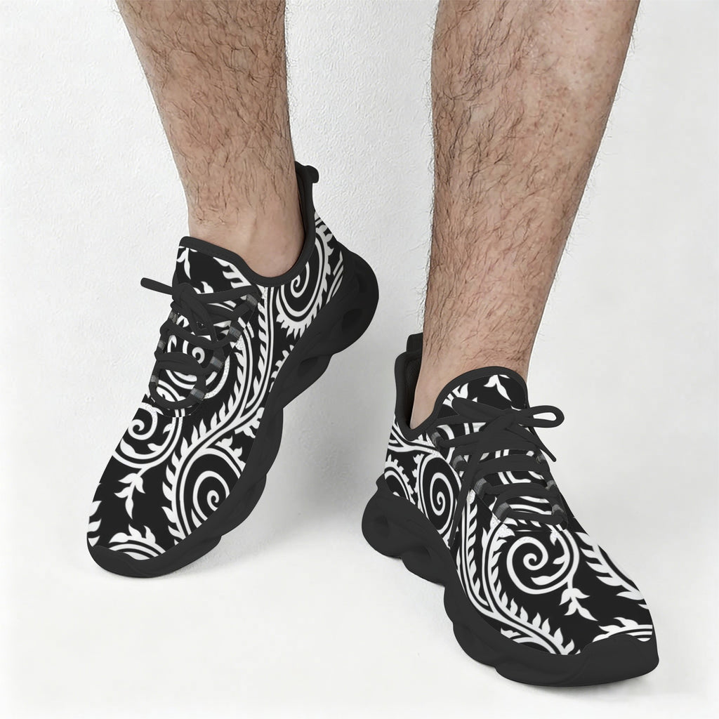 Black And White Swirl Men's Twisted Sole Sneakers