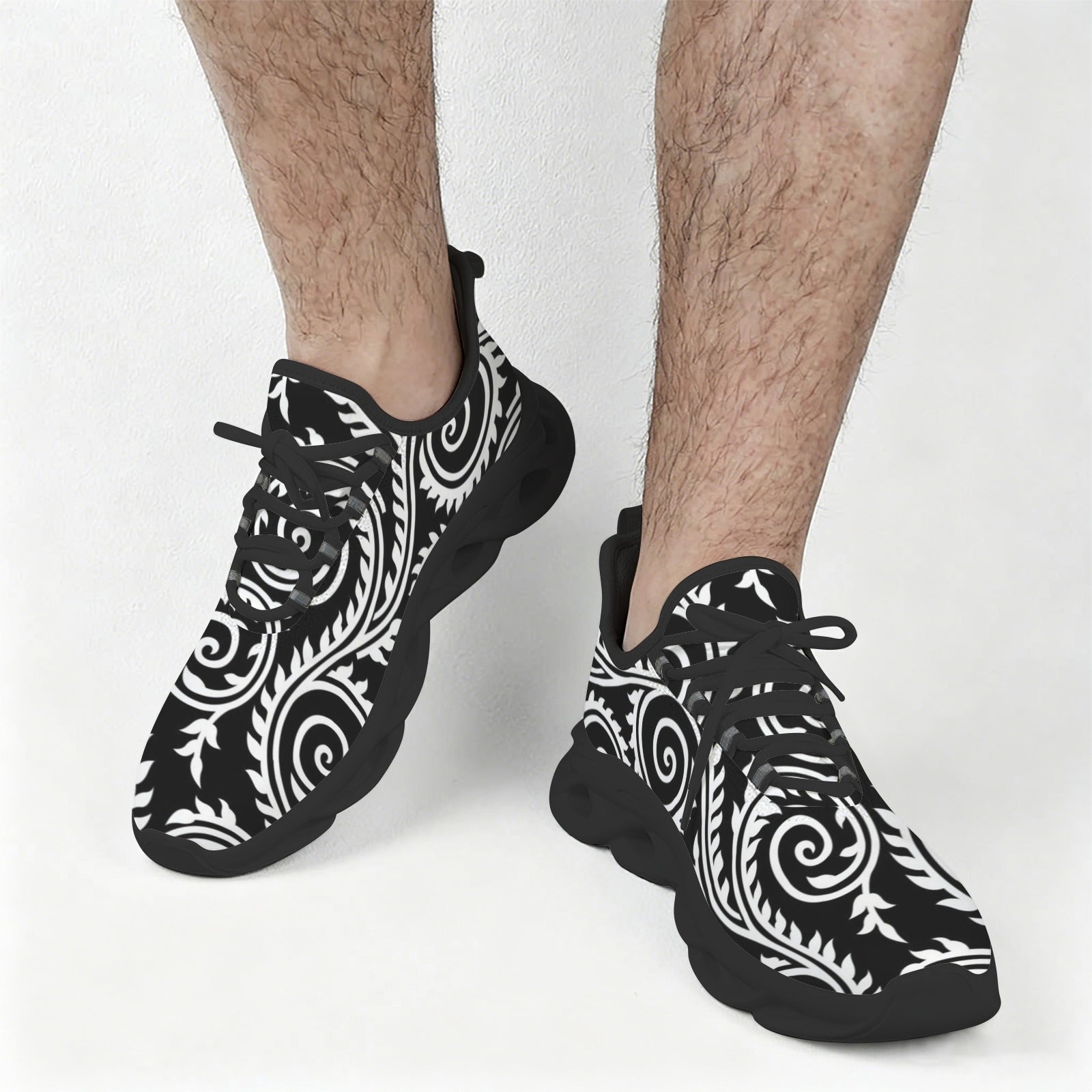 Black And White Swirl Men's Twisted Sole Sneakers