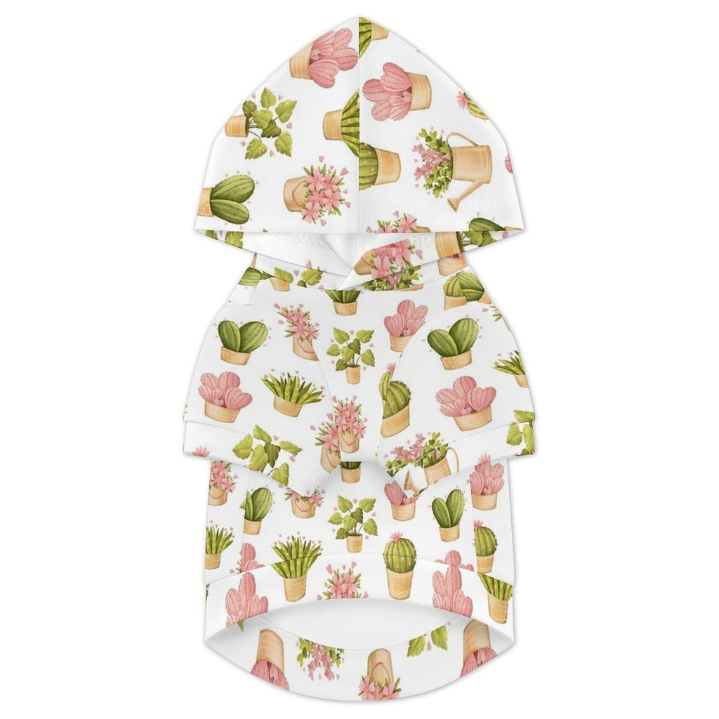 Cactus Pots And Flowers Pet Hoodie (Large Size)