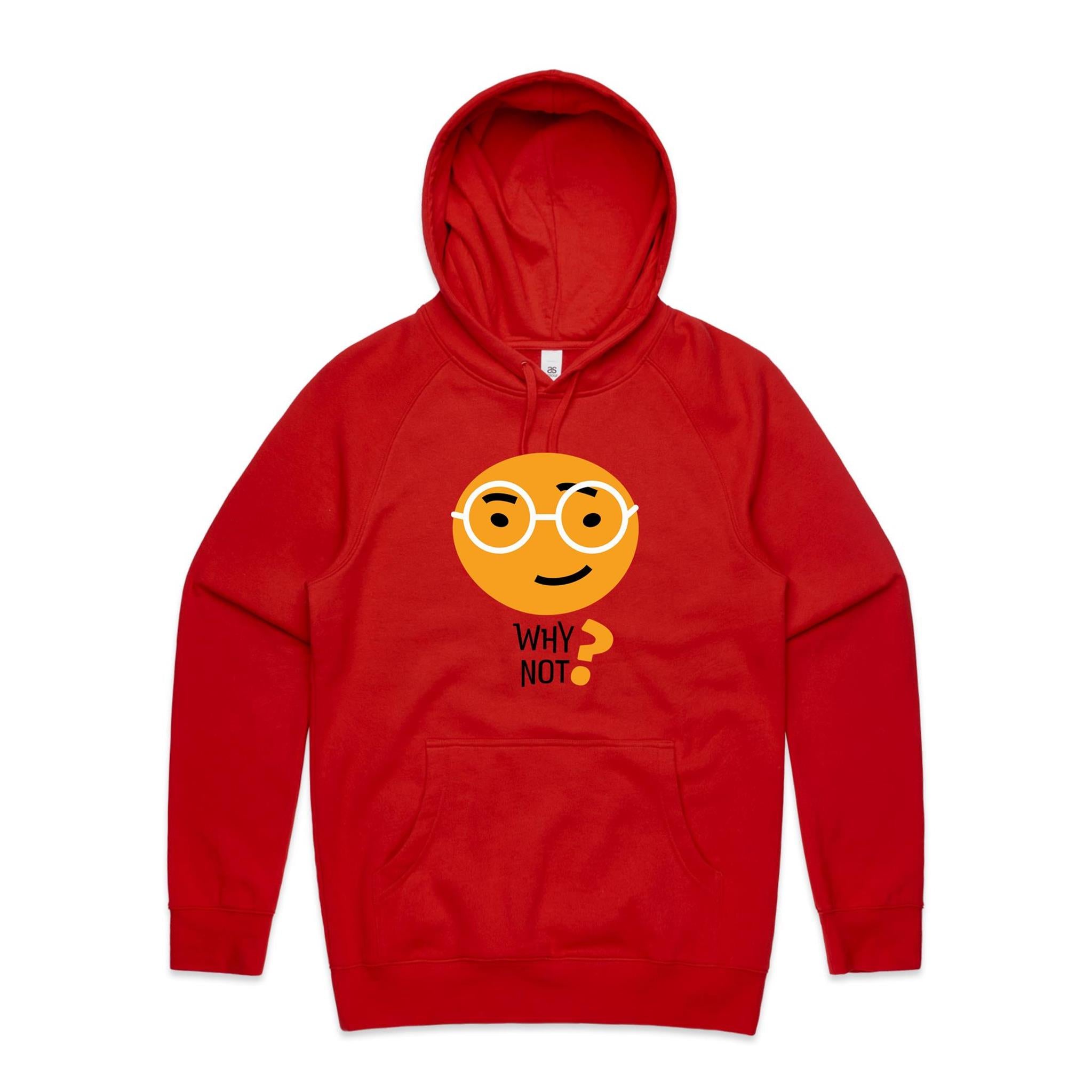 Why Not? - Mens Hoodie Red Mens Hoodie Printed In Australia