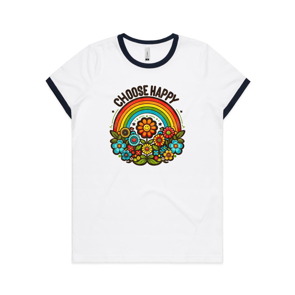 Choose Happy - Women's Ringer Tee