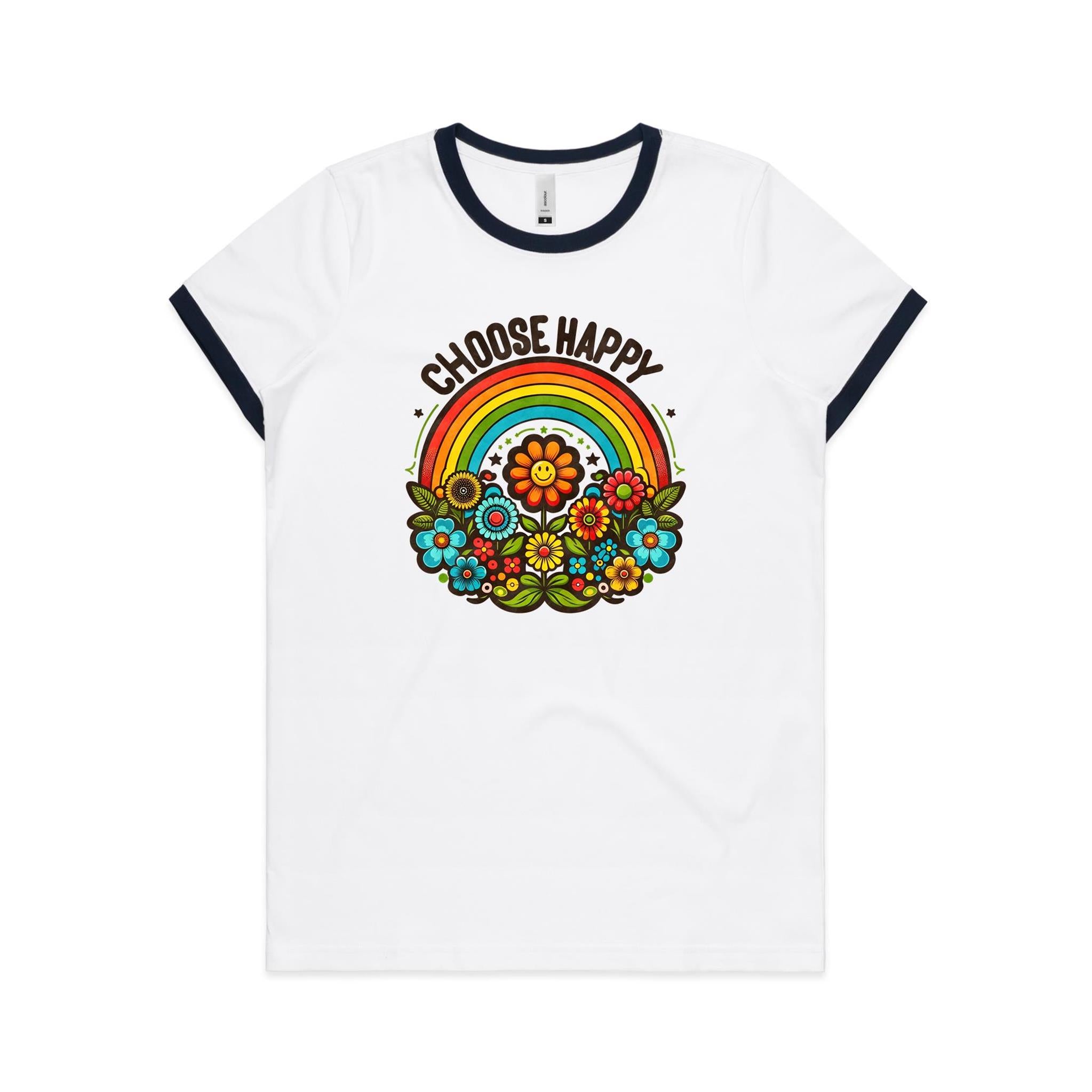 Choose Happy - Women's Ringer Tee