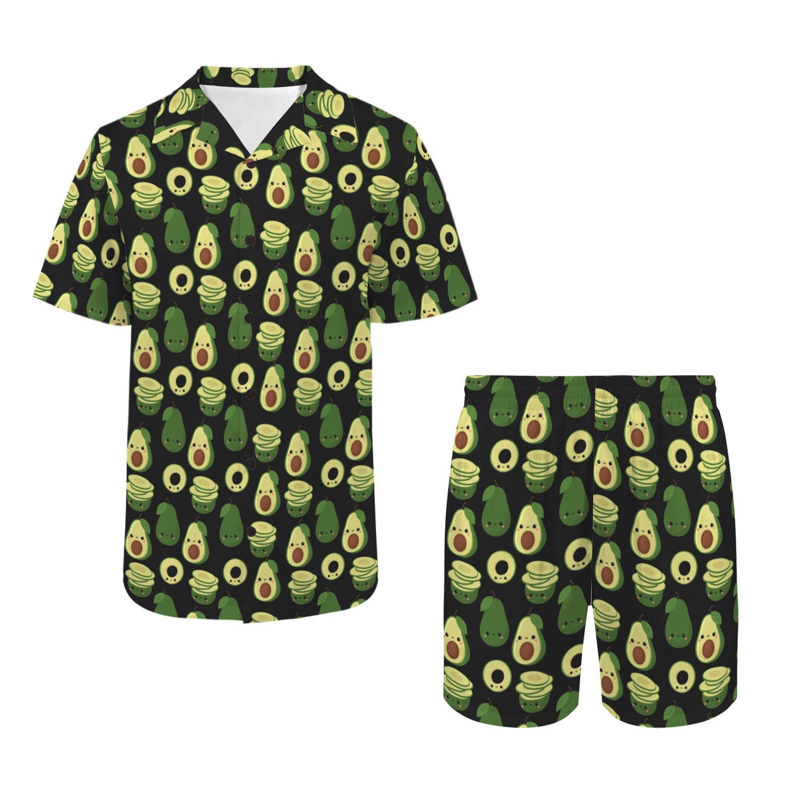 Cute Avocados - Men's Hawaiian Shirt & Shorts Set Men's Hawaiian Shirt & Shorts Set Food Printed Offshore