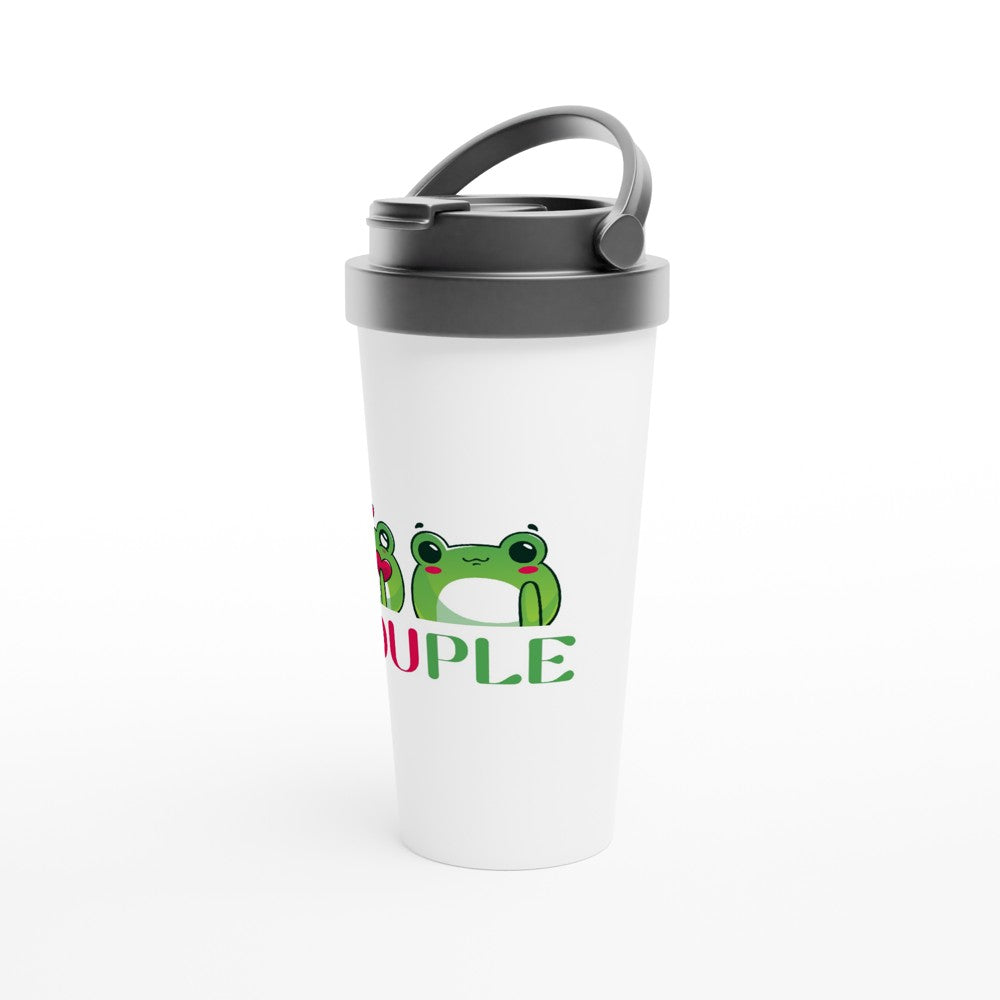 Frog Couple - White 15oz Stainless Steel Travel Mug Travel Mug animal Globally Fulfilled love
