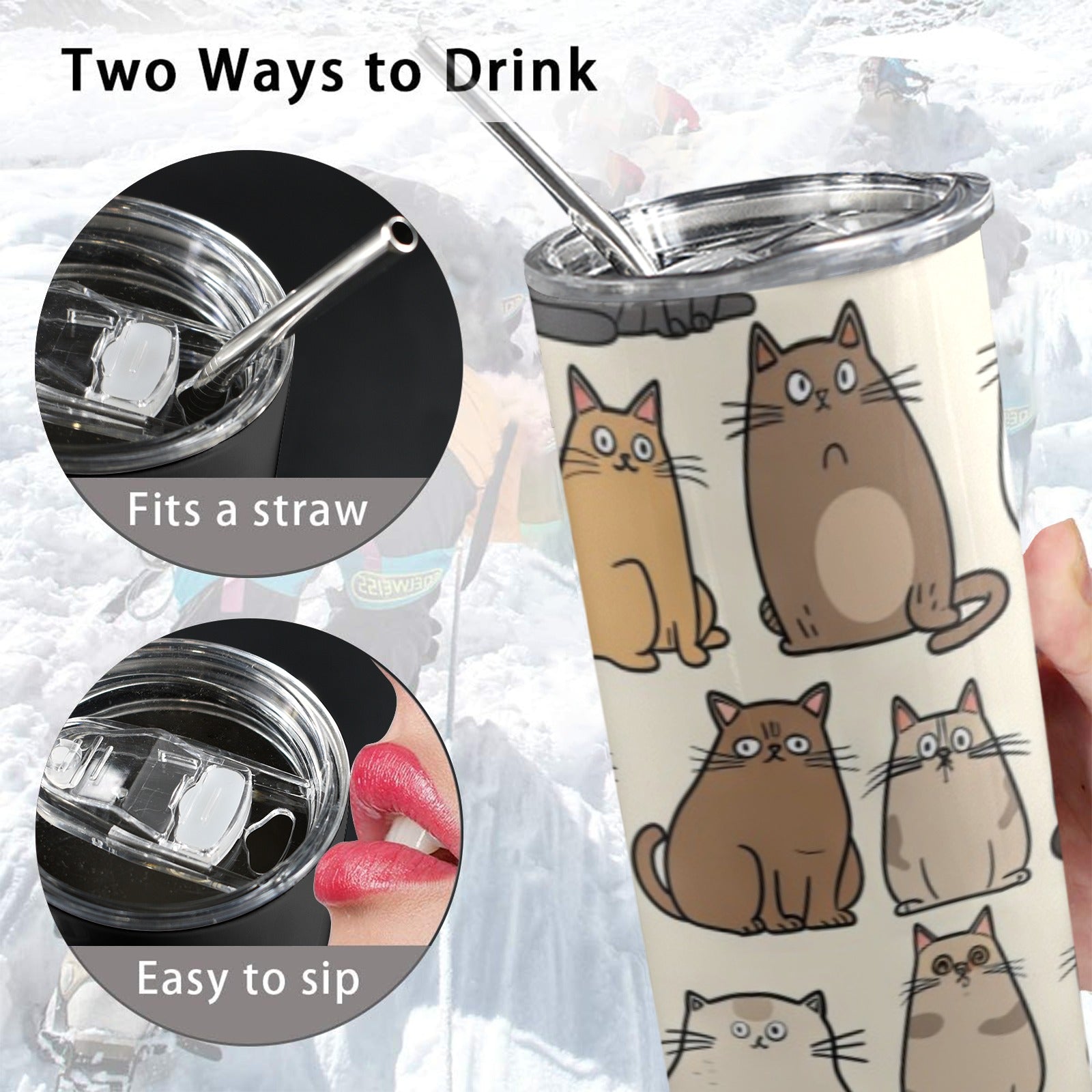 Lots Of Cats - 20oz Tall Skinny Tumbler with Lid and Straw