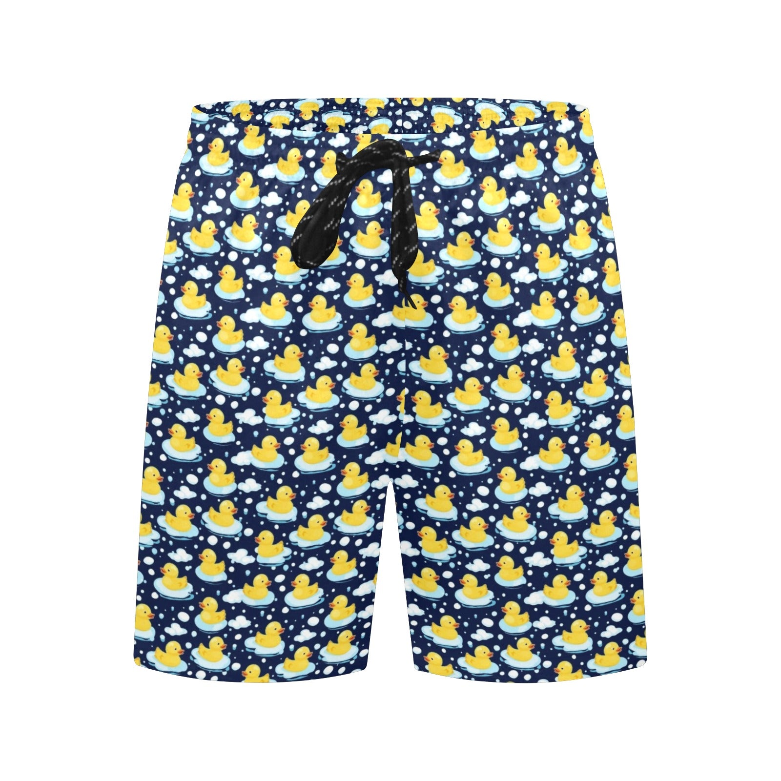Rubber Ducks On Dark Men's Mid-Length Beach Shorts