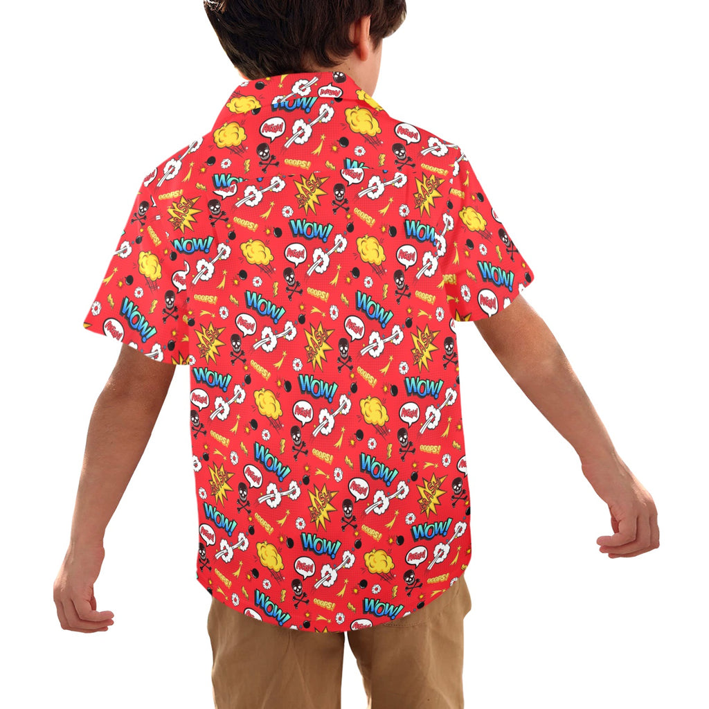 Comic Book Red - Junior Kids Hawaiian Shirt