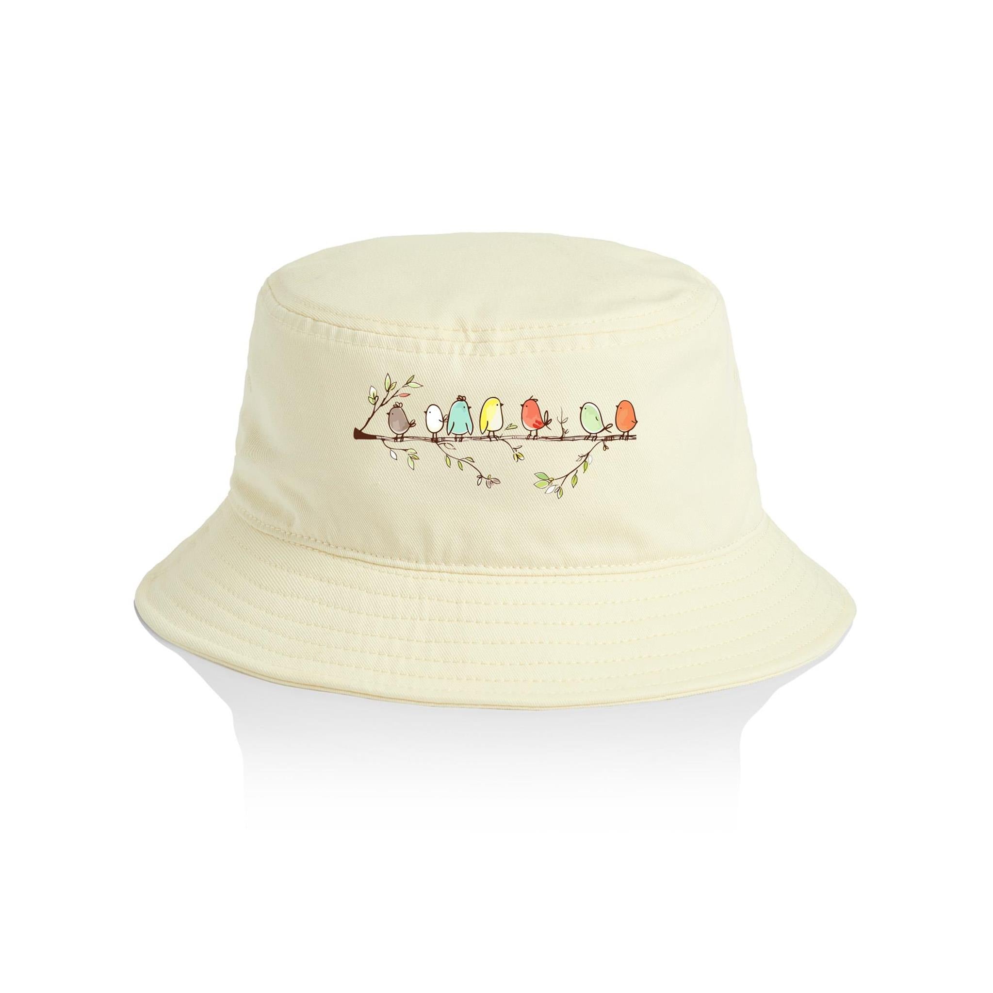 Birds On A Branch - AS Colour Bucket Hat Butter One Size As Colour Bucket Hat animal Printed In Australia