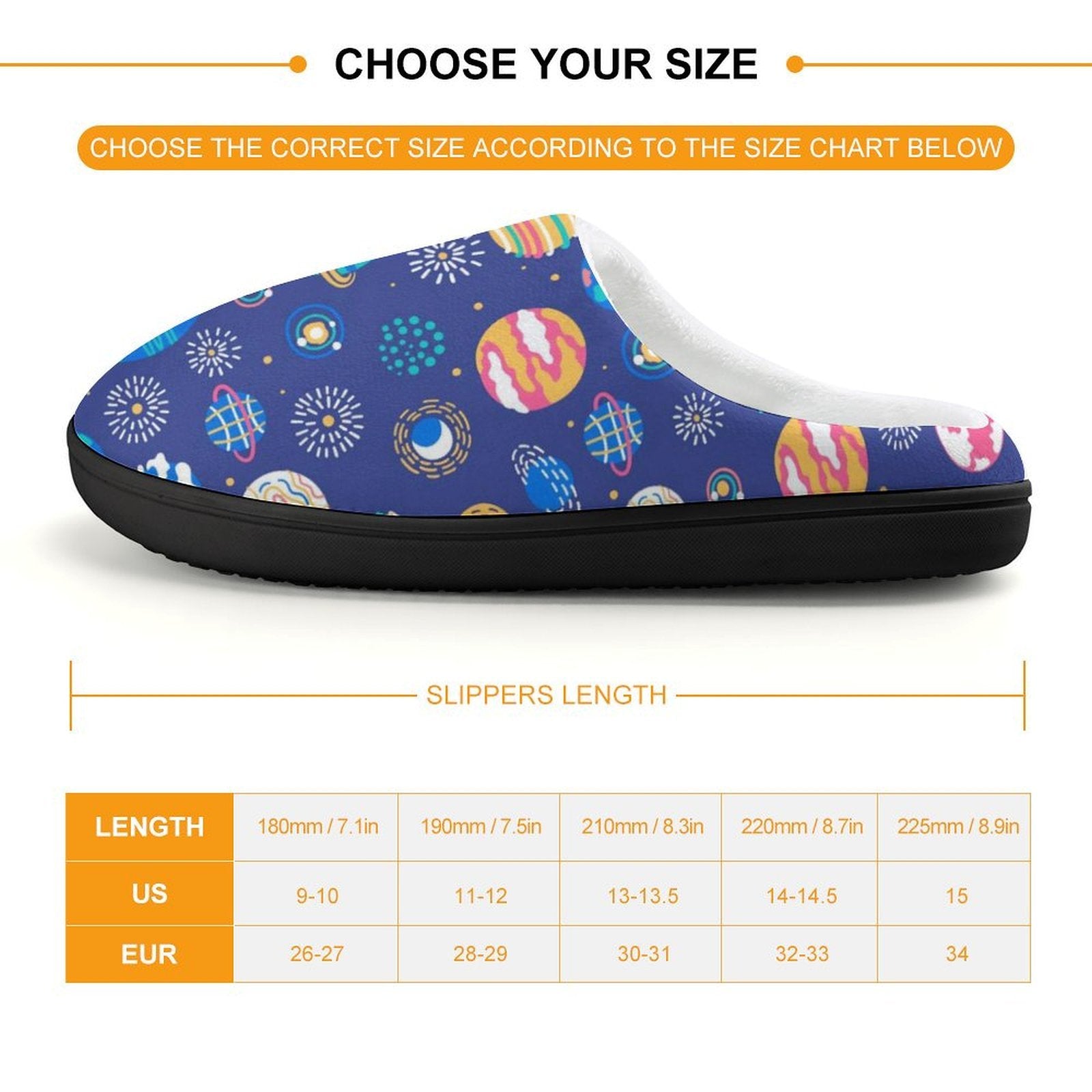 Planets On Blue Kids Cotton Slippers