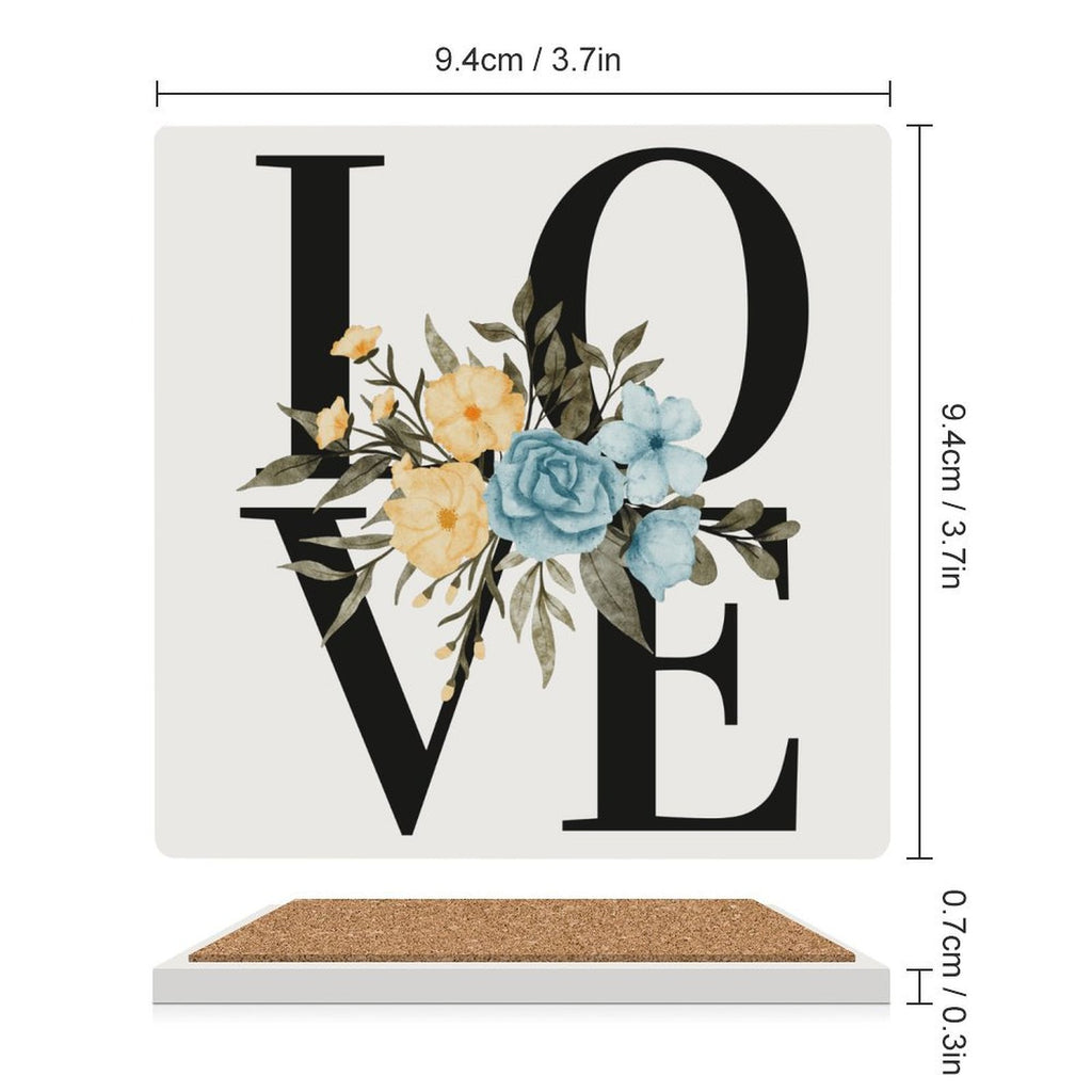 Love - Ceramic Coasters (Square) Ceramic Coasters Love Printed Offshore
