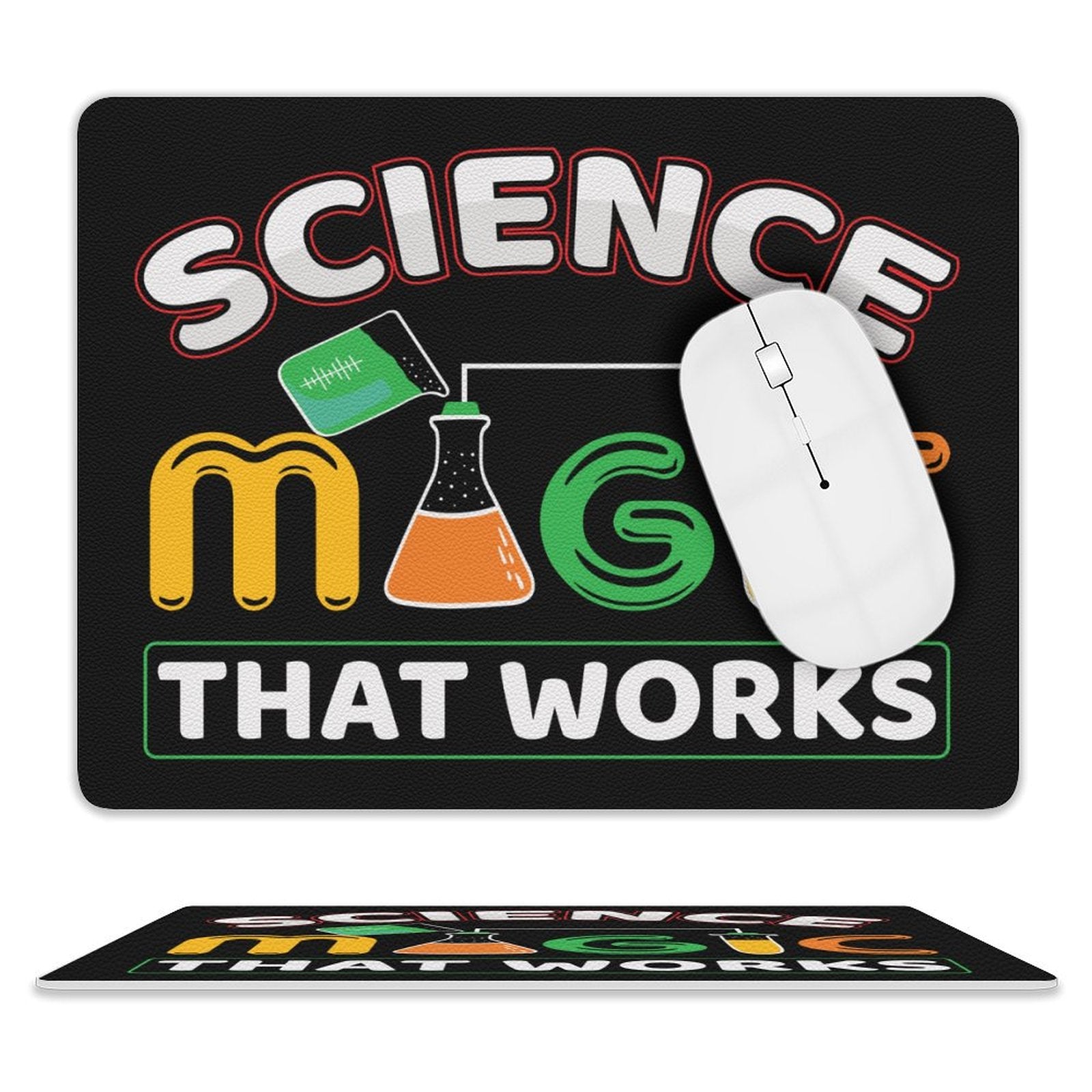 Science, Magic That Works Leather Mouse Pad white One size Leather Mouse Pad Printed Offshore Science