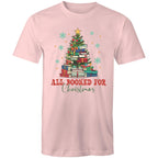 All Booked For Christmas - Mens T-Shirt Pink Mens Christmas T-shirt Christmas Printed In Australia