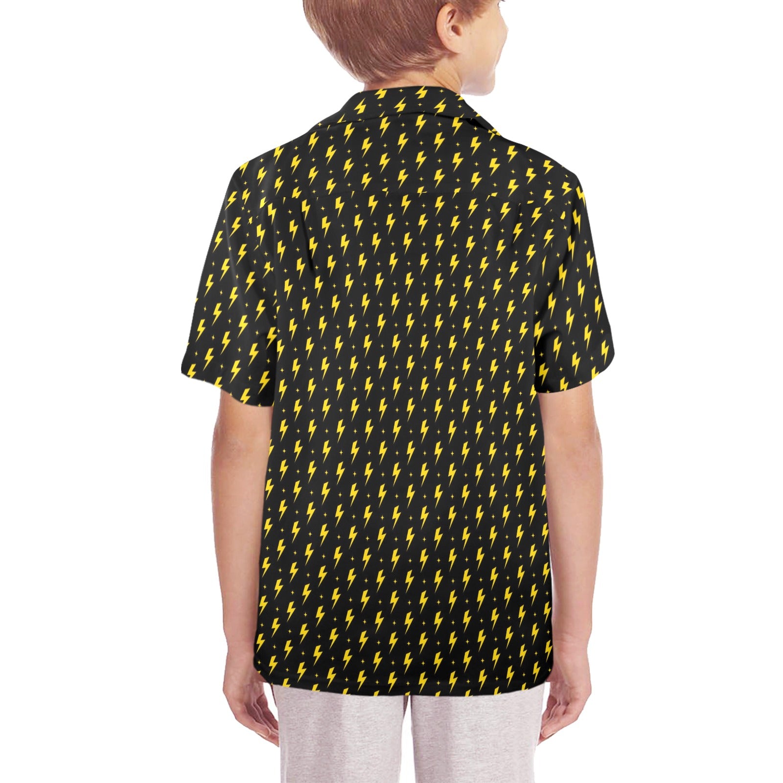 Yellow Lightning Senior Kids Hawaiian Shirt Senior Kids Hawaiian Shirt 8-15 comic Printed Offshore