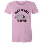 Rock And Roll Forever - Womens T-shirt Pink Womens T-shirt Music Printed In Australia