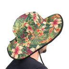 Vintage Hawaiian Floral Wide Brim Bucket Hat Wide Brim Bucket Hat Plants Printed Offshore