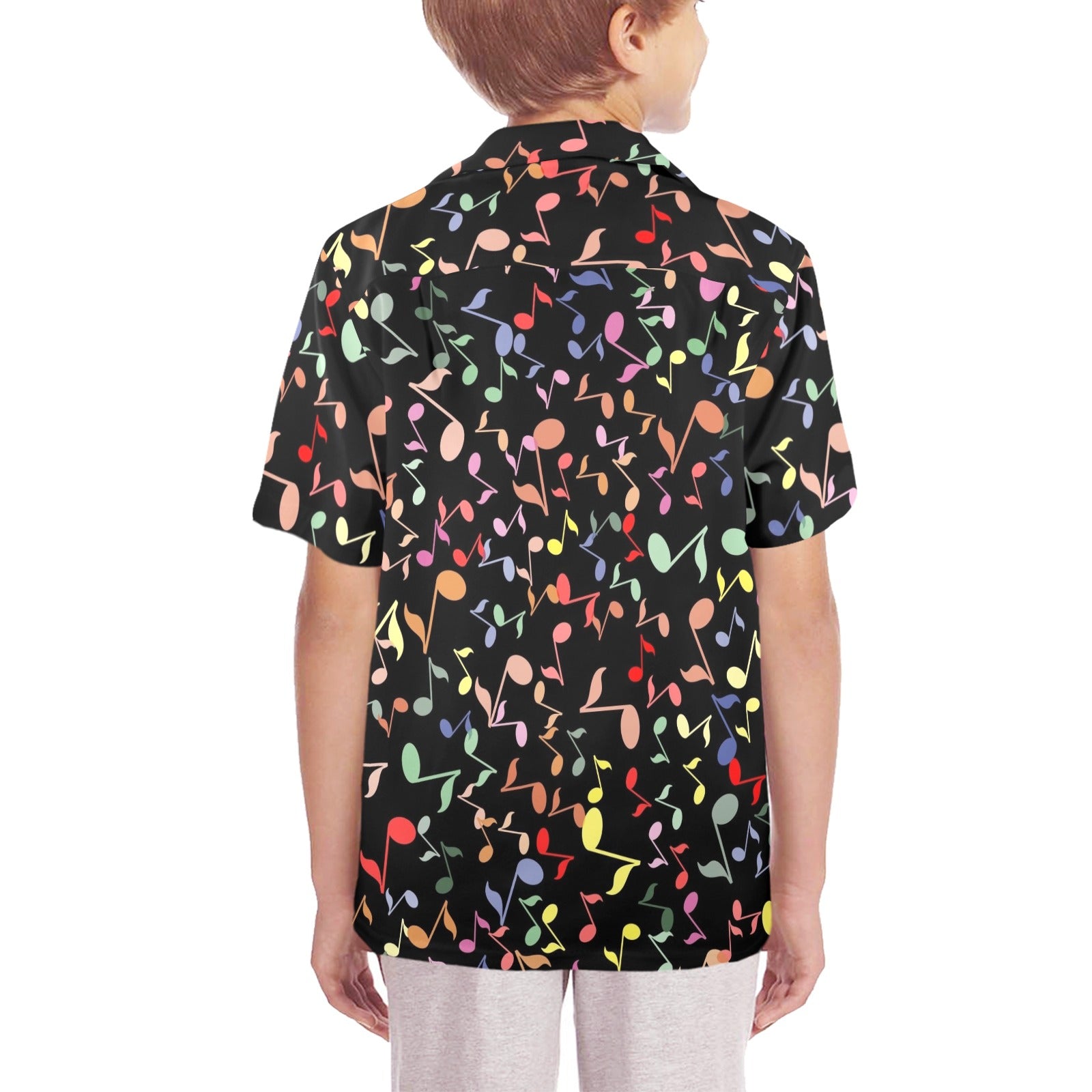 Quavers, Music Notes Senior Kids Hawaiian Shirt Senior Kids Hawaiian Shirt 8-15 Music Printed Offshore