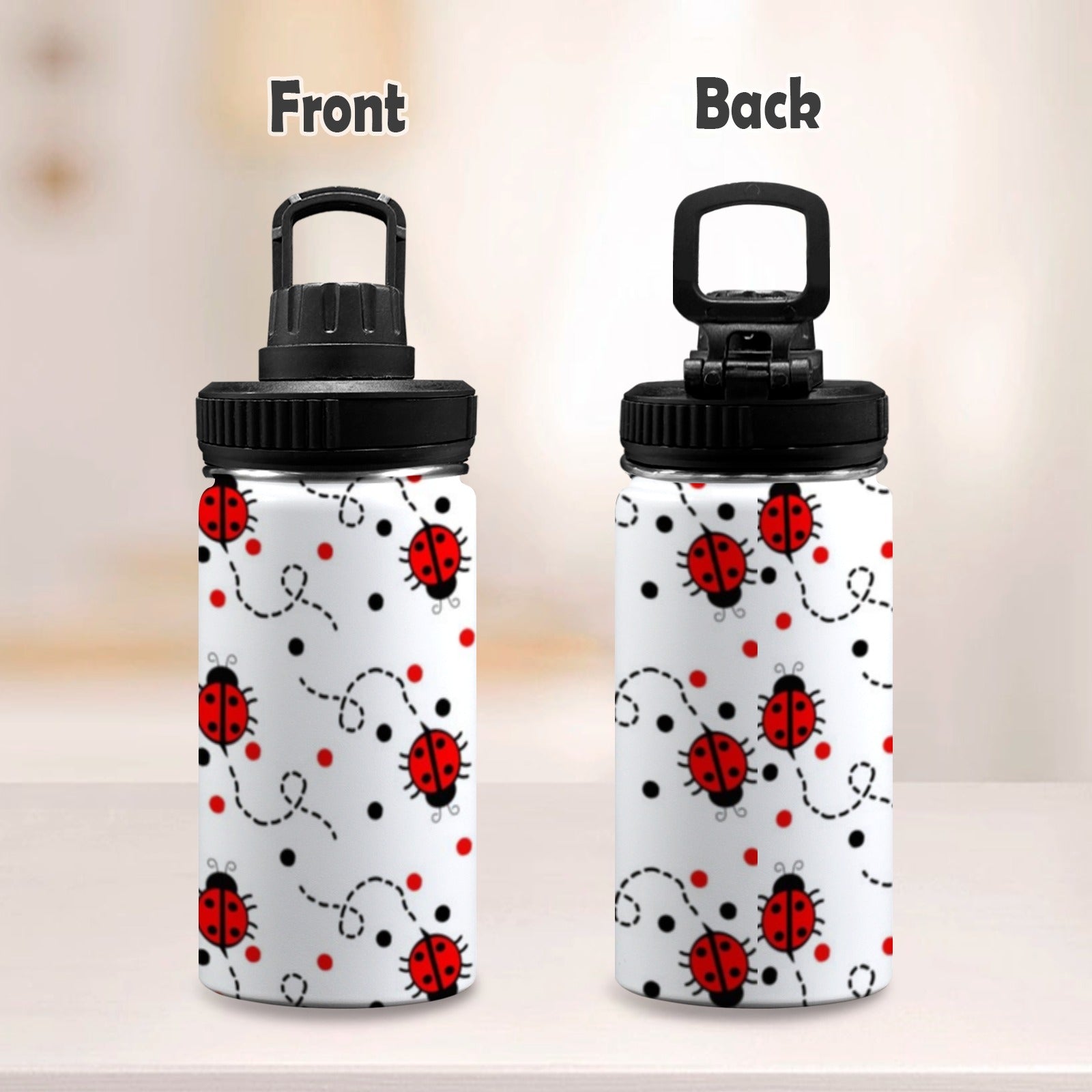 Ladybugs On The Move - Kids Water Bottle with Chug Lid (12 oz) Kids Water Bottle with Chug Lid animal Printed Offshore