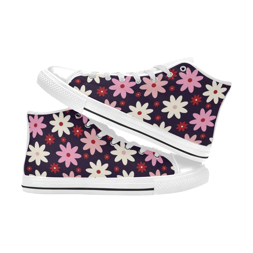 Pink Daisy - Kids' High Top Canvas Shoes Kids High Top Canvas Shoes Plants Printed Offshore