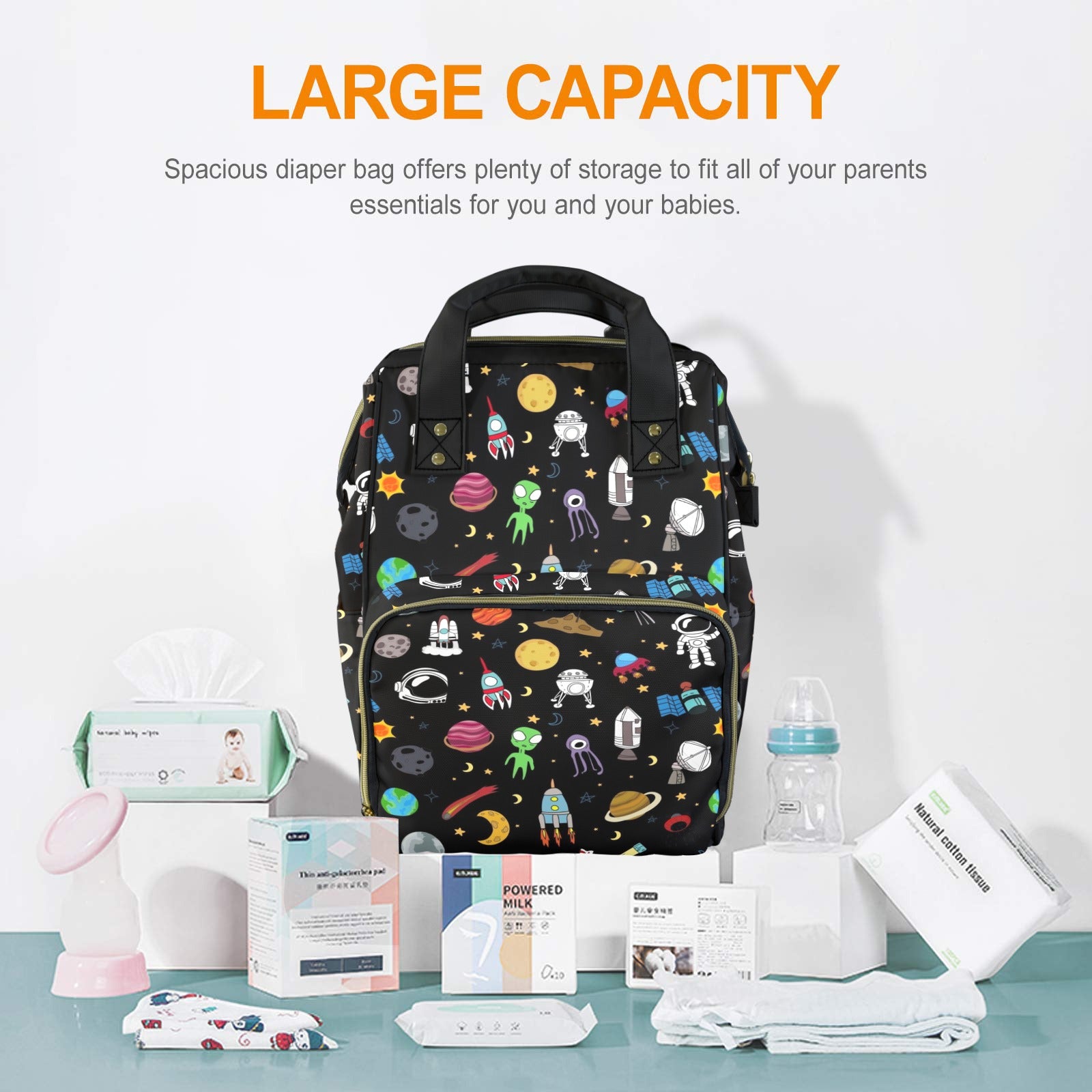 Fun Space Multi-Function Backpack, Nappy / Diaper Bag Multi-function Backpack, Nappy / Diaper Bag Printed Offshore Space