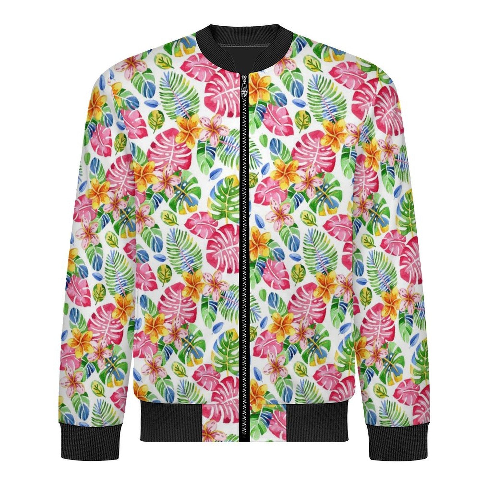 Bright Painted Tropical Men's Casual Zip‑Up Bomber Jacket