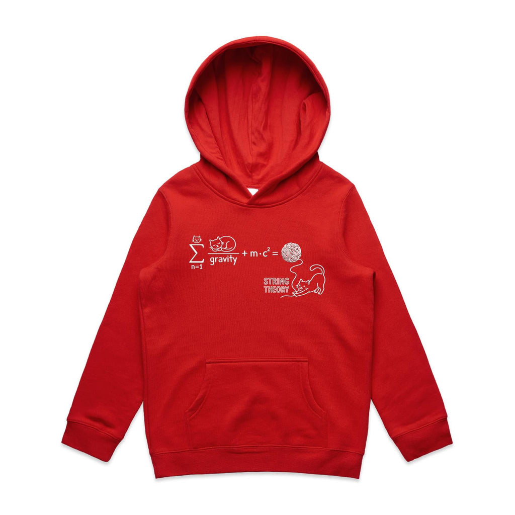 Cat String Theory Physics Kids AS Colour Hoodie Red Kids Hoodie animal Printed In Australia Science