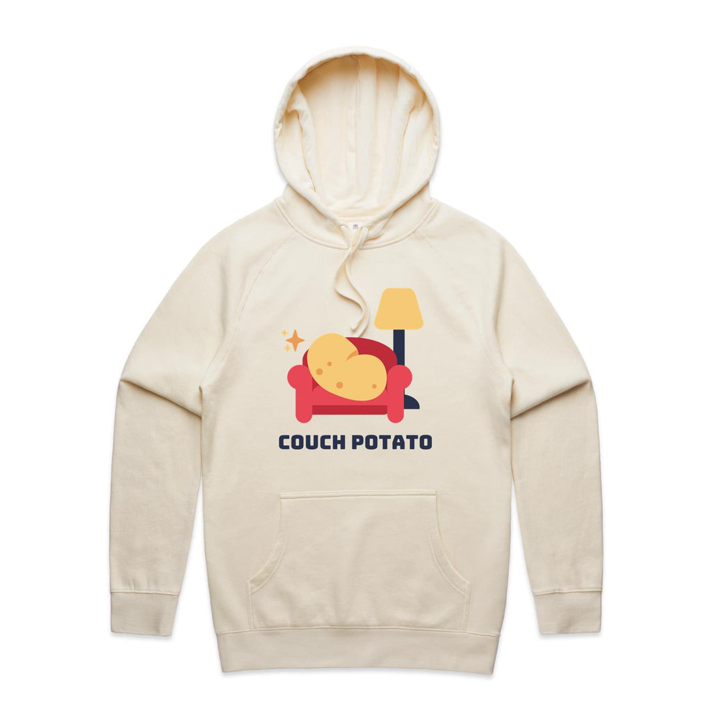 Couch Potato - Mens Hoodie Ecru Mens Hoodie Printed In Australia