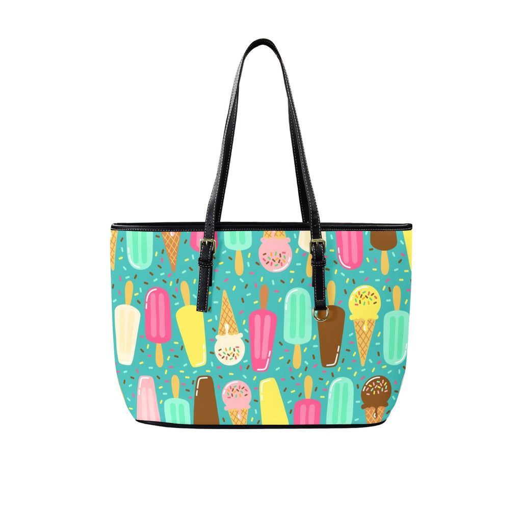 Ice Cream - Leather Tote Bag-Large