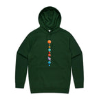 Our Solar System - Mens Hoodie Forest Green Mens Hoodie Printed In Australia Space