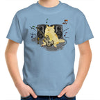 Cat Bass Player - Kids Youth T-Shirt Carolina Blue Kids Youth T-shirt animal Music Printed In Australia