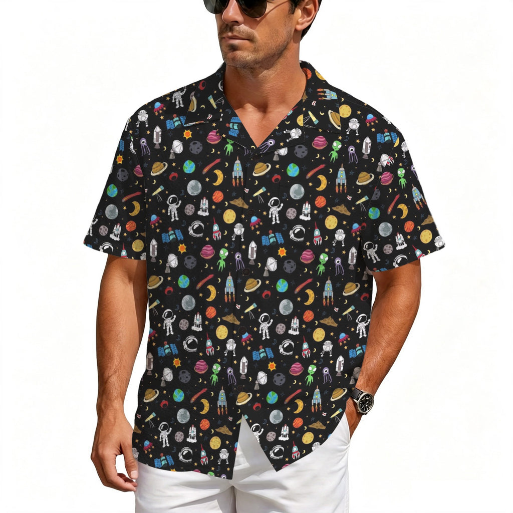 Fun Space Men's Crinkle Hawaiian Shirt