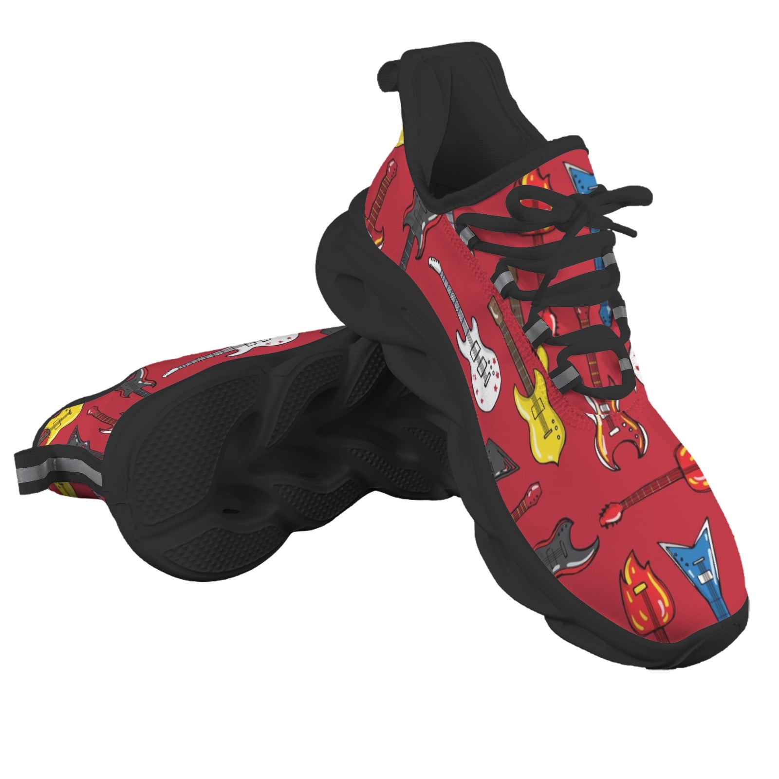 Guitars On Red Men's Twisted Sole Sneakers