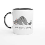 Personalised - Cat, I Just Can't Today - White 11oz Ceramic Mug with Colour Inside Ceramic Black Personalised 11oz Mug animal customise Globally Fulfilled personalise