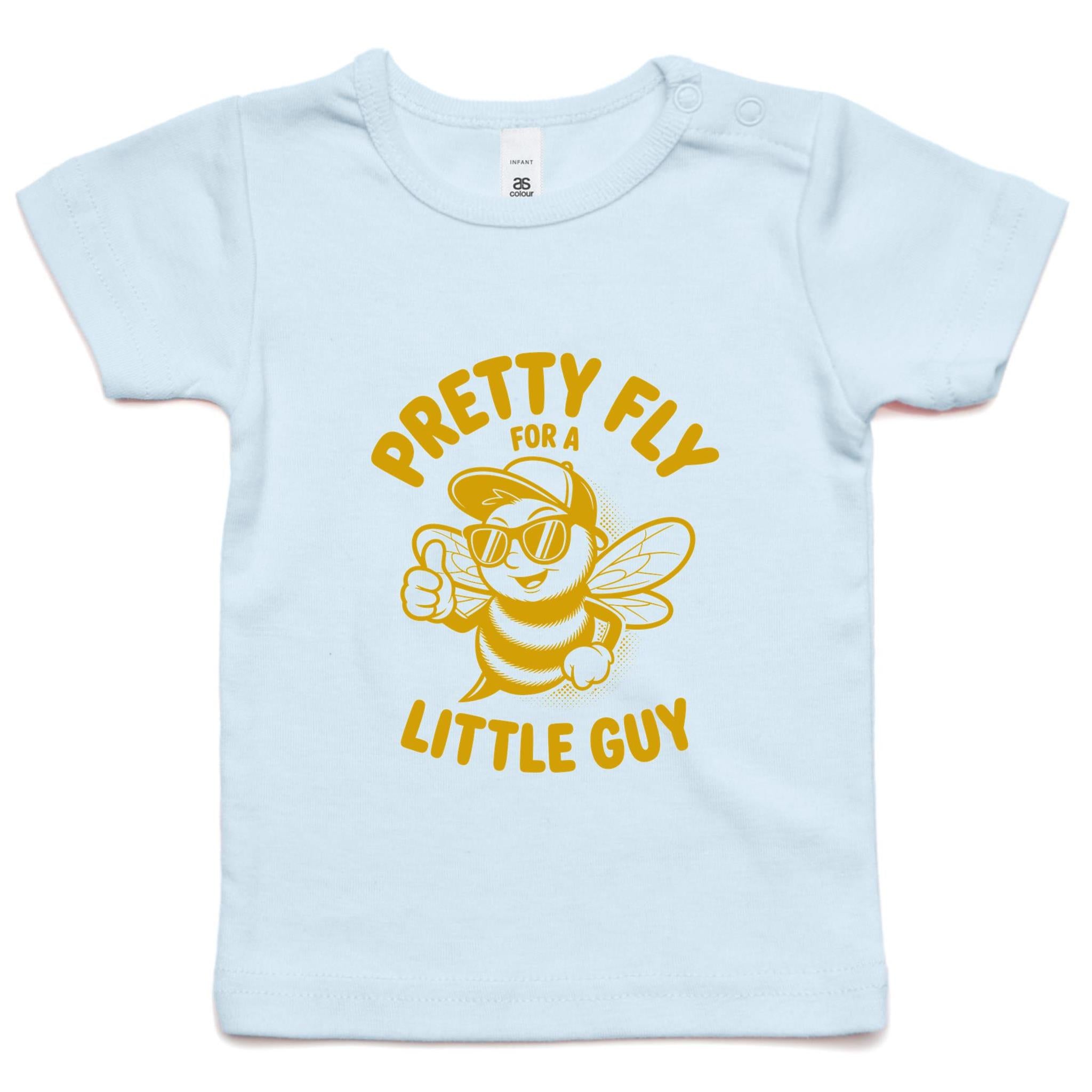 Pretty Fly For A Little Guy, Cool Bee AS Colour Baby T-shirt Powder Blue Baby T-shirt animal Printed In Australia
