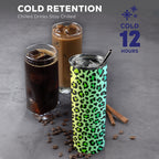 Rainbow Leopard Print - 20oz Tall Skinny Tumbler with Lid and Straw