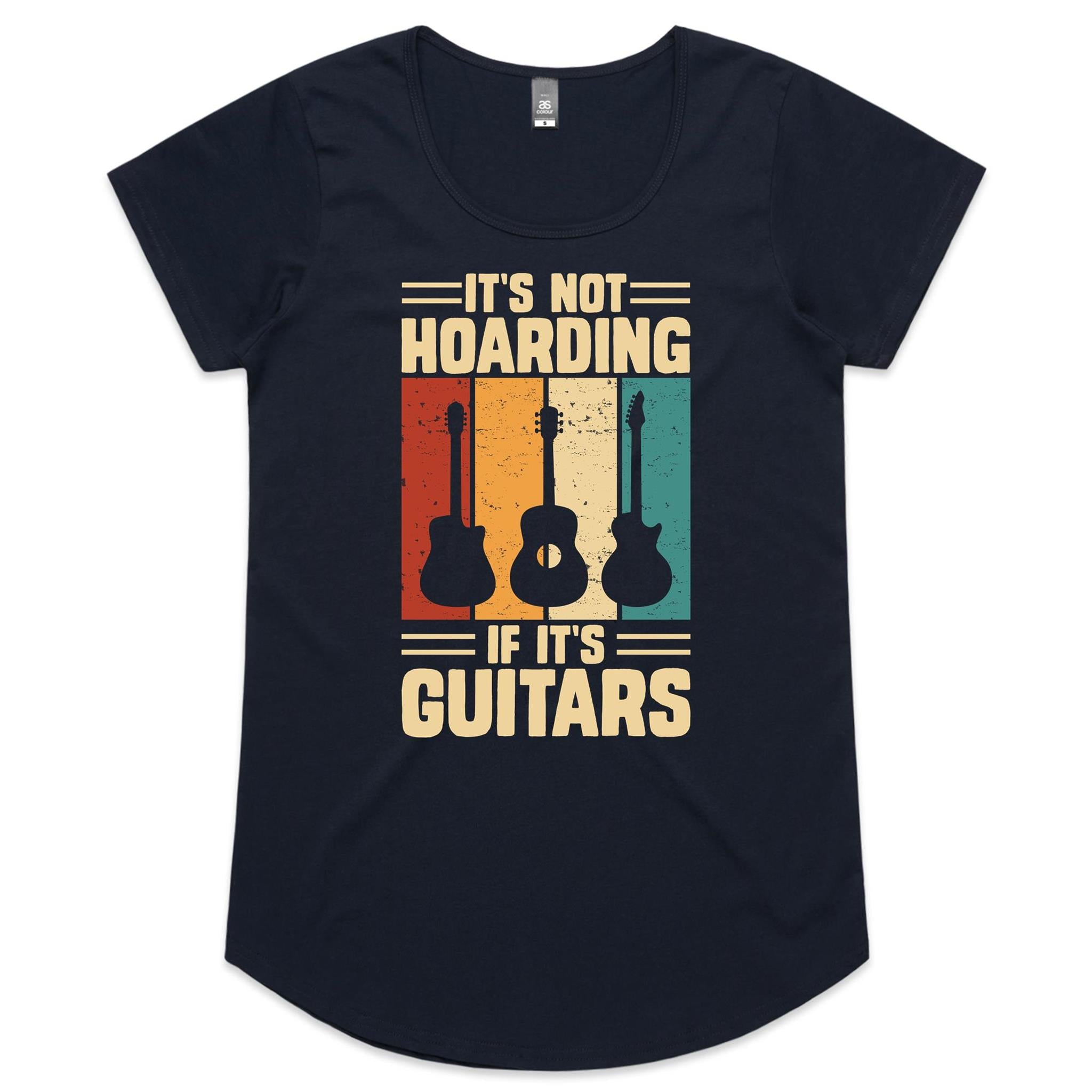 It's Not Hoarding If It's Guitars - Womens Scoop Neck T-Shirt Navy Womens Scoop Neck T-shirt Music Printed In Australia