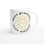 More Gratitude, Less Attitude - White 11oz Ceramic Mug White 11oz Mug Globally Fulfilled motivation positivity retro