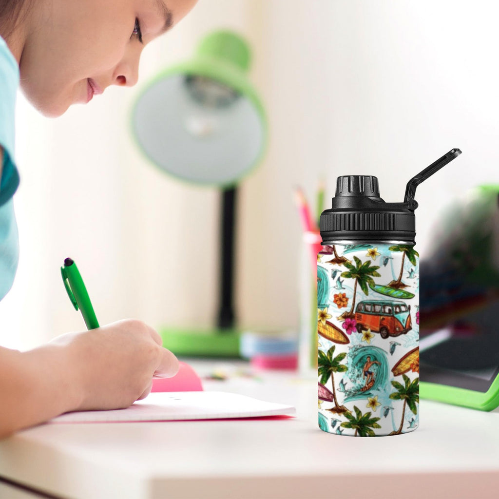 Surfing Safari Kids Water Bottle with Chug Lid (12 oz) Kids Water Bottle with Chug Lid Printed Offshore Surf