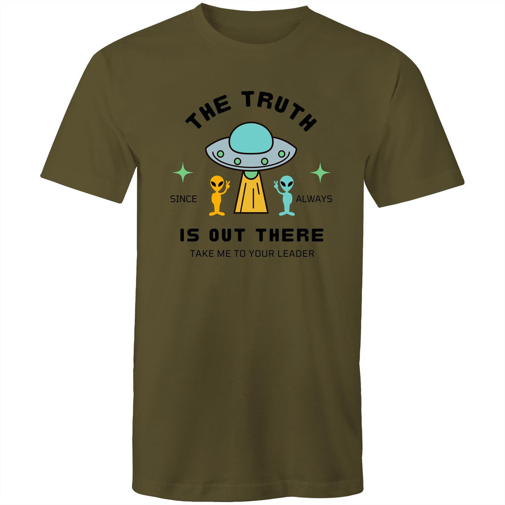 The Truth Is Out There, UFO - Mens T-shirt Army Green Mens T-shirt Printed In Australia Sci Fi