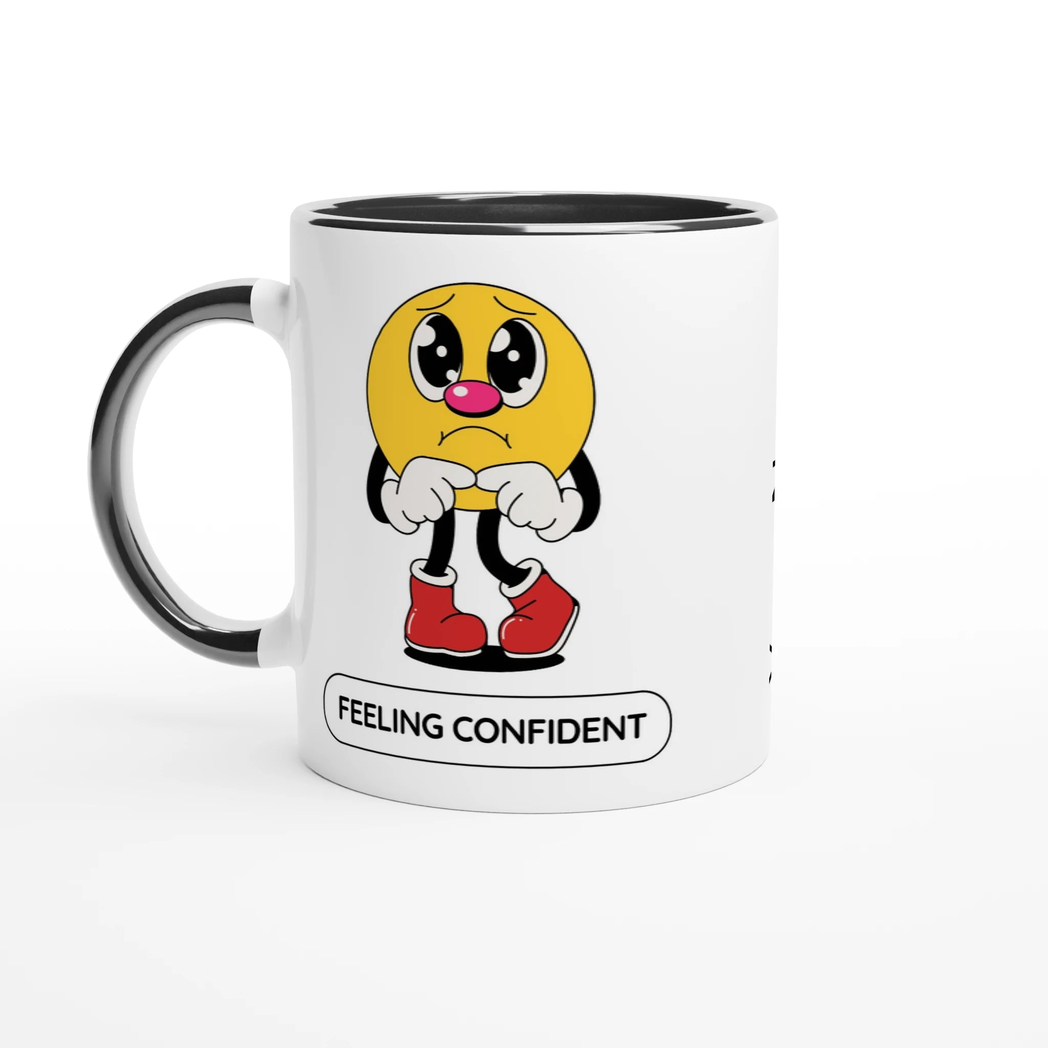Personalised - Feeling Confident - White 11oz Ceramic Mug with Colour Inside Ceramic Black Personalised 11oz Mug customise Globally Fulfilled personalise