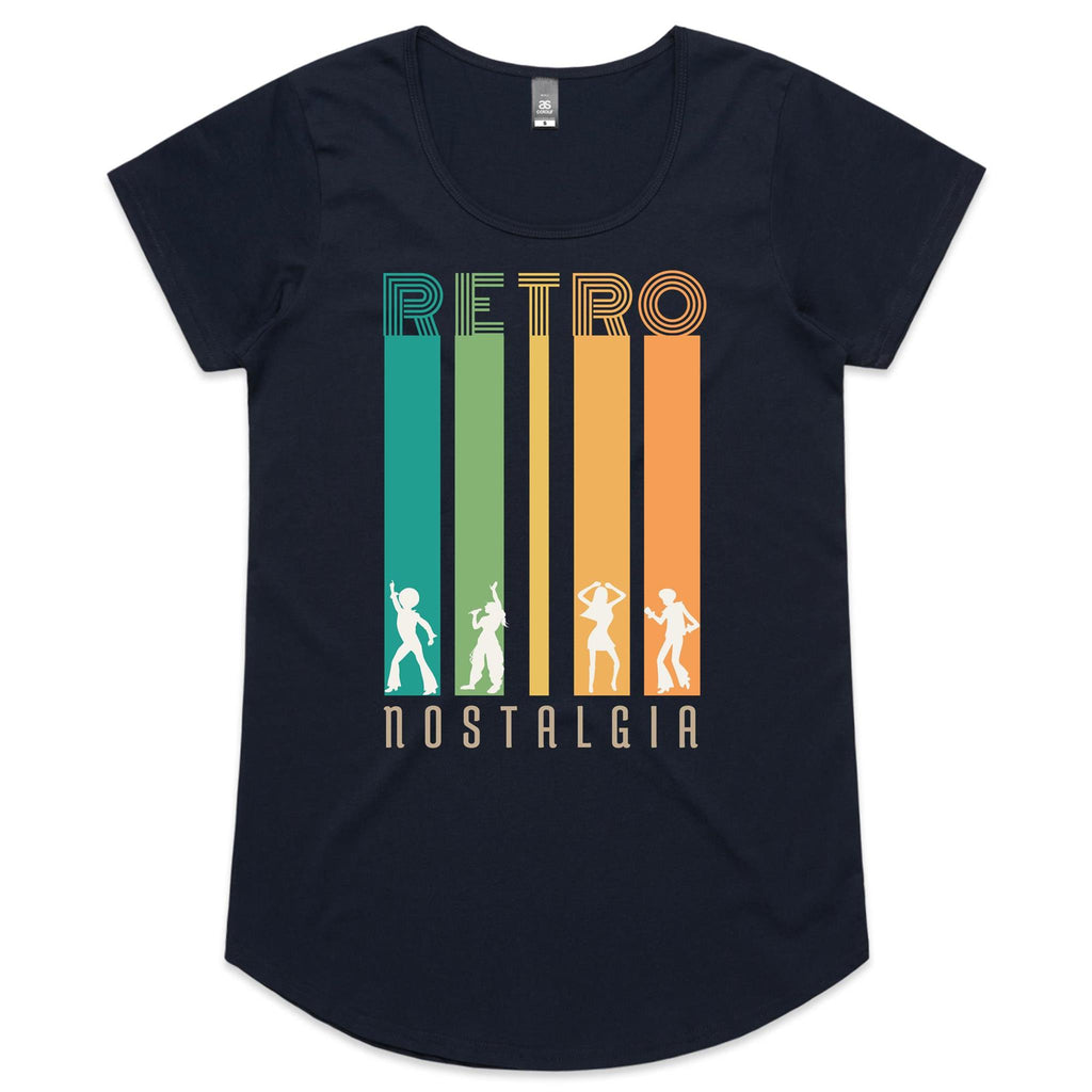 Retro Nostalgia - Womens Scoop Neck T-Shirt Navy Womens Scoop Neck T-shirt Printed In Australia Retro