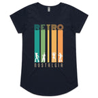 Retro Nostalgia - Womens Scoop Neck T-Shirt Navy Womens Scoop Neck T-shirt Printed In Australia Retro