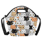 Cute Cartoon Cats - Neoprene Lunch Bag Neoprene Lunch Bag Printed Offshore