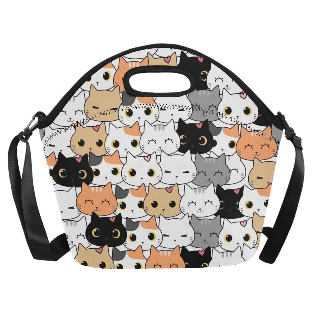 Cute Cartoon Cats - Neoprene Lunch Bag Neoprene Lunch Bag Printed Offshore