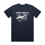 How Planes Fly Men's AS Colour T-shirt Midnight Blue Mens T-shirt Printed In Australia Science