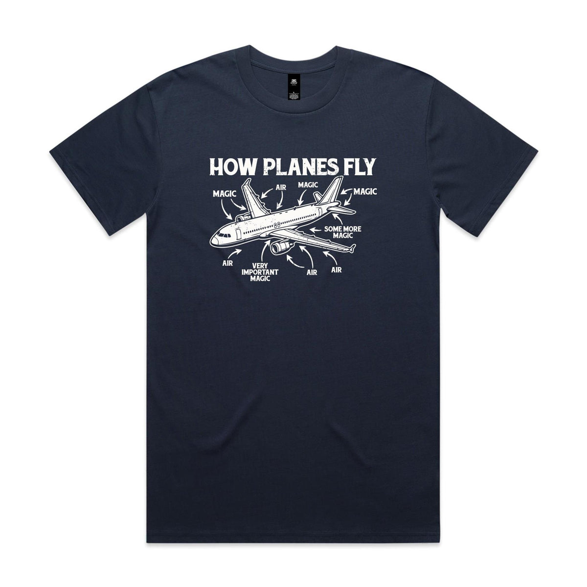 How Planes Fly Men's AS Colour T-shirt Midnight Blue Mens T-shirt Printed In Australia Science