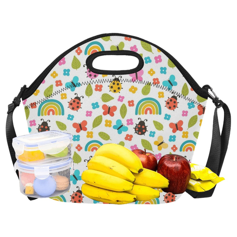 Ladybugs And Rainbows Neoprene Lunch Bag/Large (Model 1669) Neoprene Lunch Bag animal Printed Offshore
